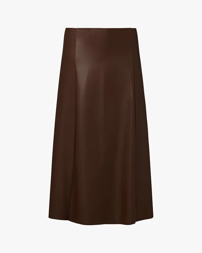 Vegan Leather Flare Midi Skirt