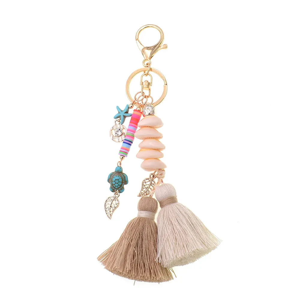 WELLMORE BOHO Keychain - Handmade Shell with Long Tassel