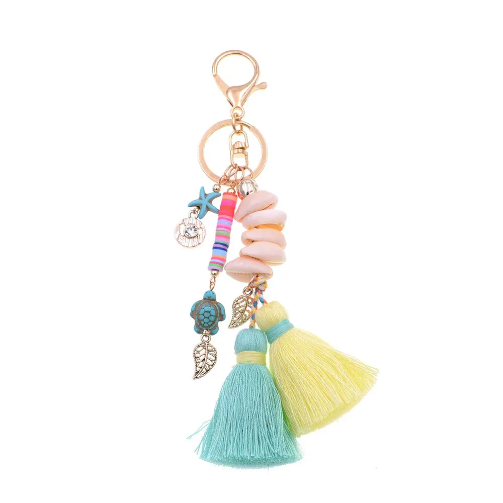 WELLMORE BOHO Keychain - Handmade Shell with Long Tassel