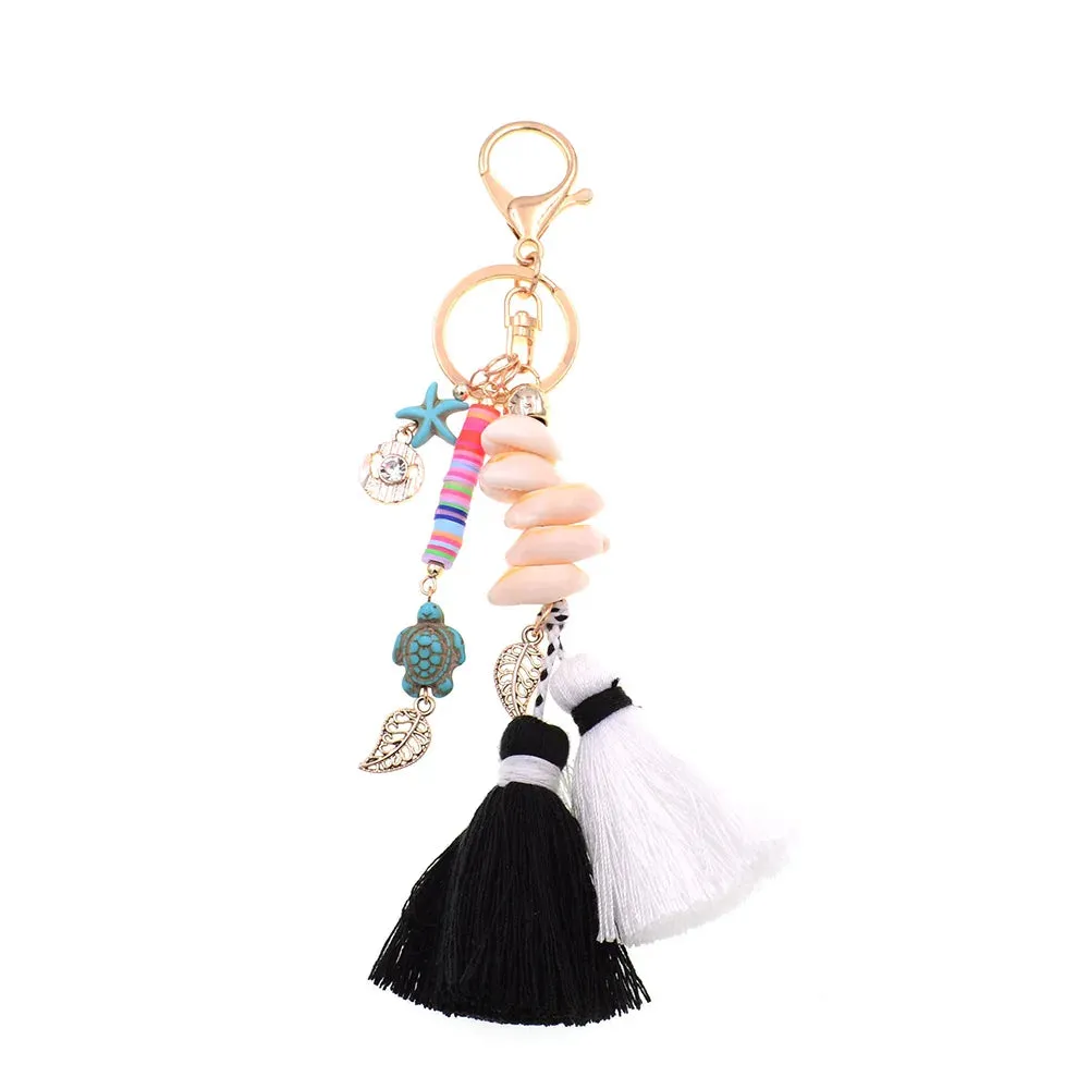 WELLMORE BOHO Keychain - Handmade Shell with Long Tassel