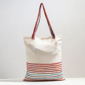 White - Handcrafted Cotton Recycled Cord Shoulder Bag