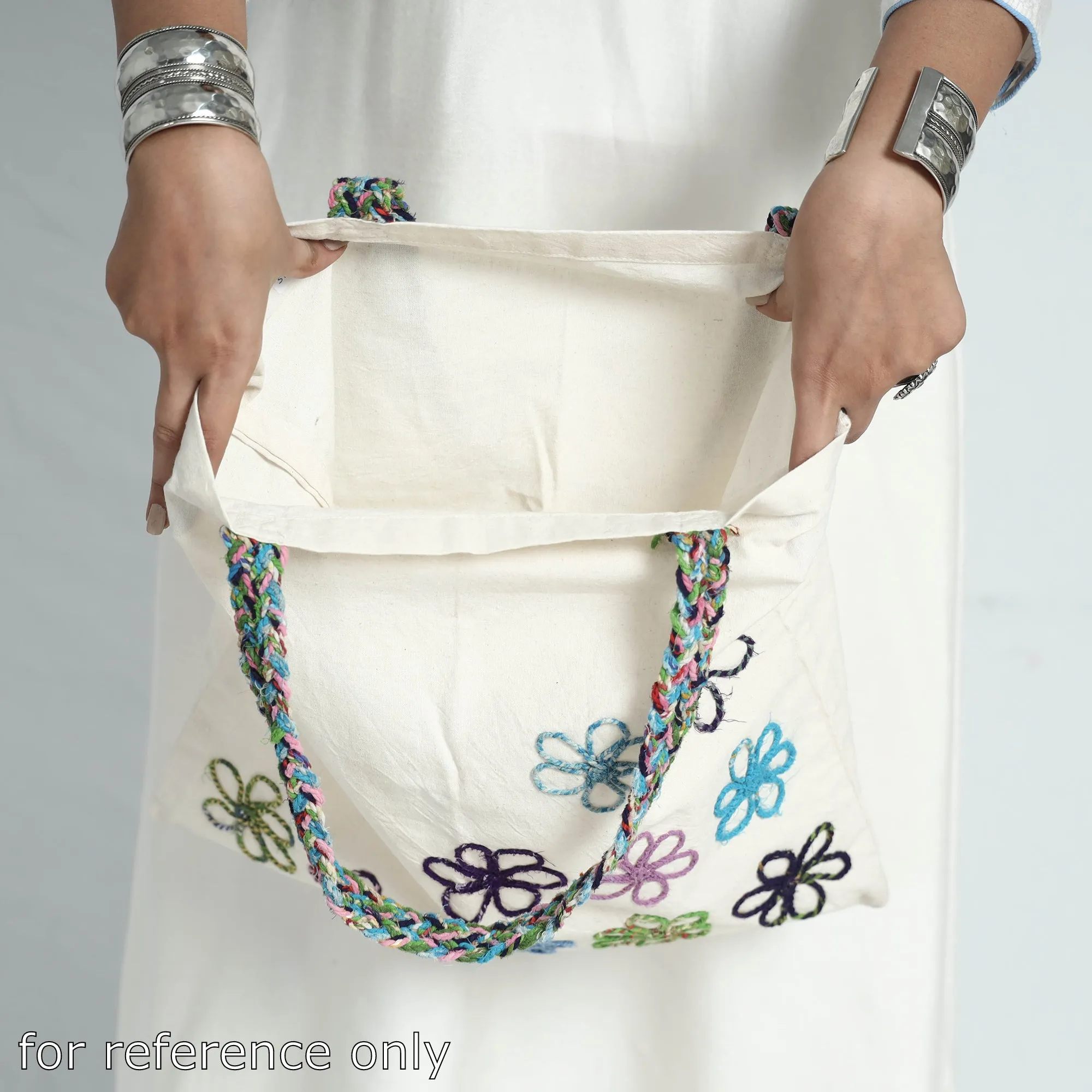 White - Handcrafted Cotton Recycled Cord Shoulder Bag