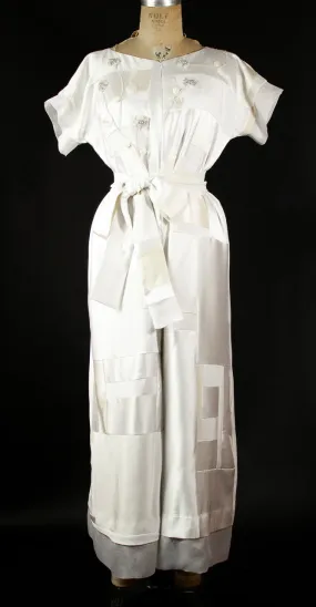 White Patchwork Silk Jumpsuit