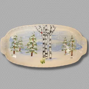 Winter Birch Large Handled Tray