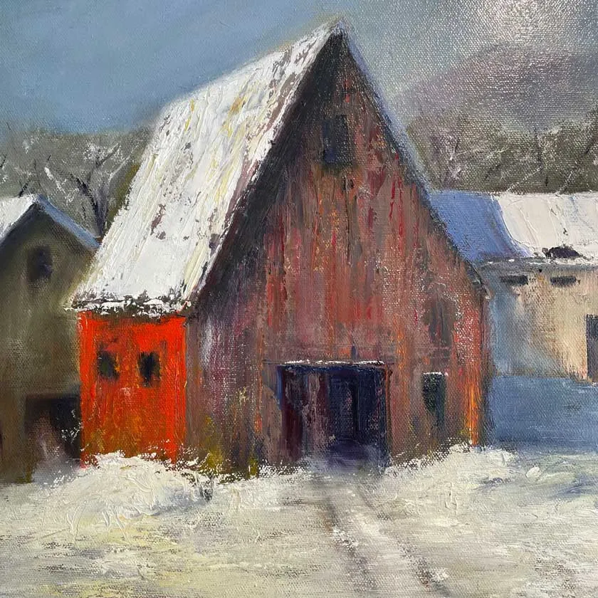 Winter Homestead -Oil Painting 24x24