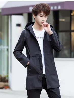 Winter Men Hooded Slim Korean Parka Hombre long Jacket