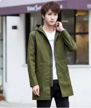 Winter Men Hooded Slim Korean Parka Hombre long Jacket