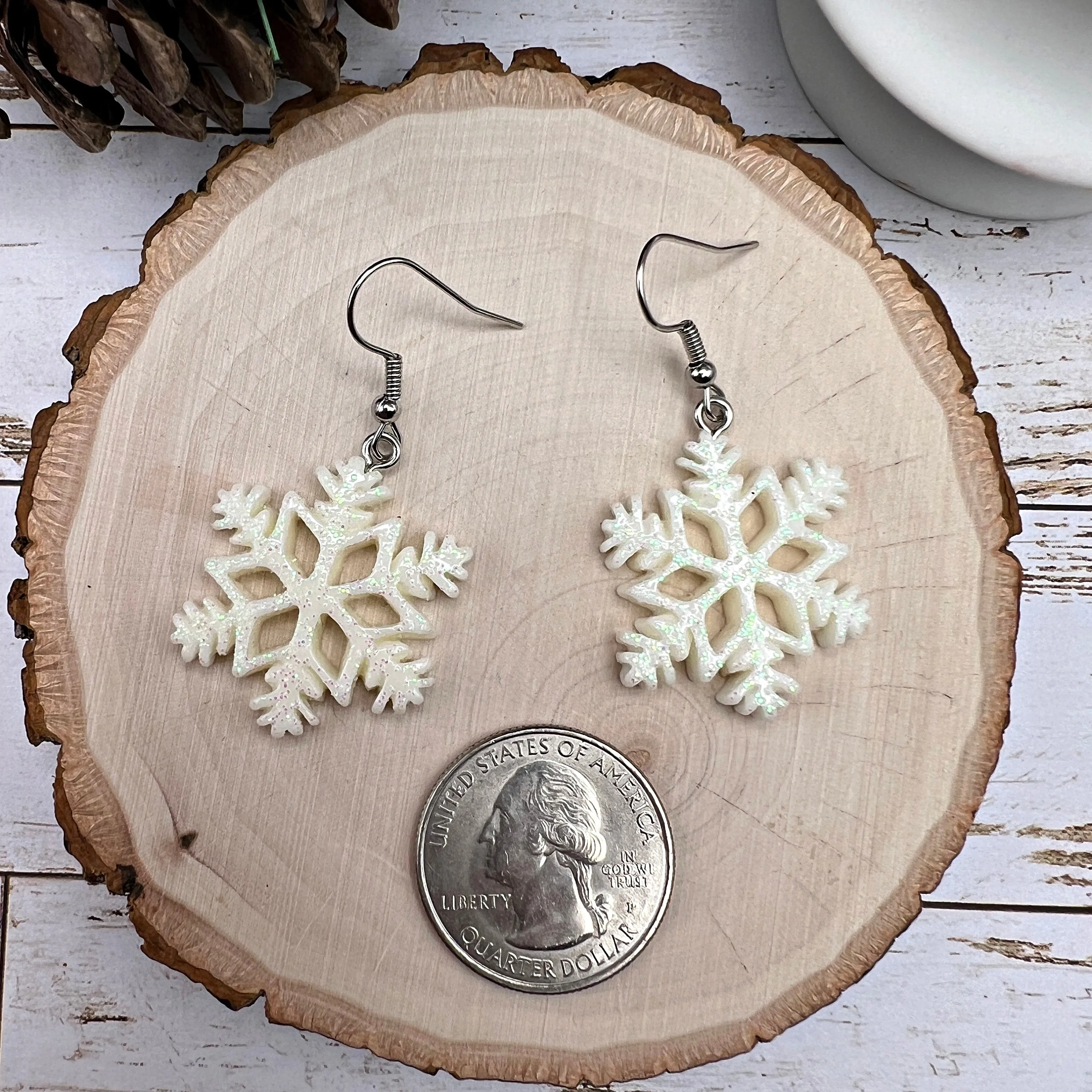 Winter Snowflake Glitter Earrings