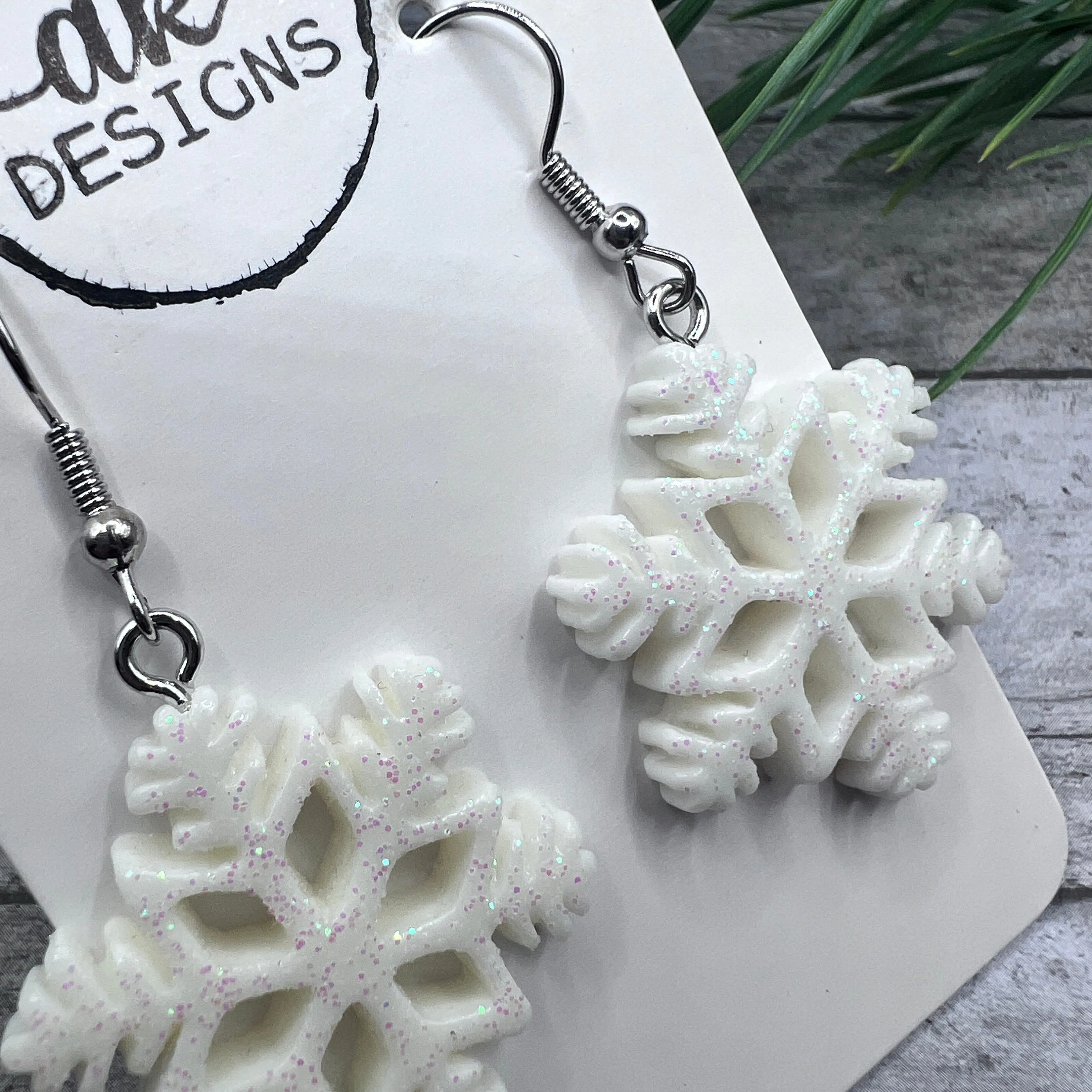 Winter Snowflake Glitter Earrings