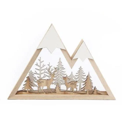 Winter Woodland & Mountains Wooden Decoration