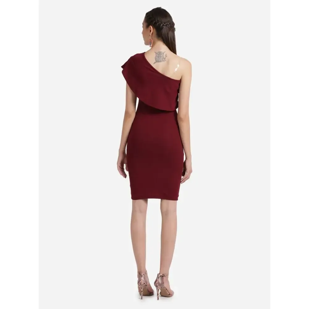 Women's Solid One Shoulder Bodycon Short Dress