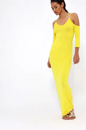 Yellow Open Shoulder Maxi Dress